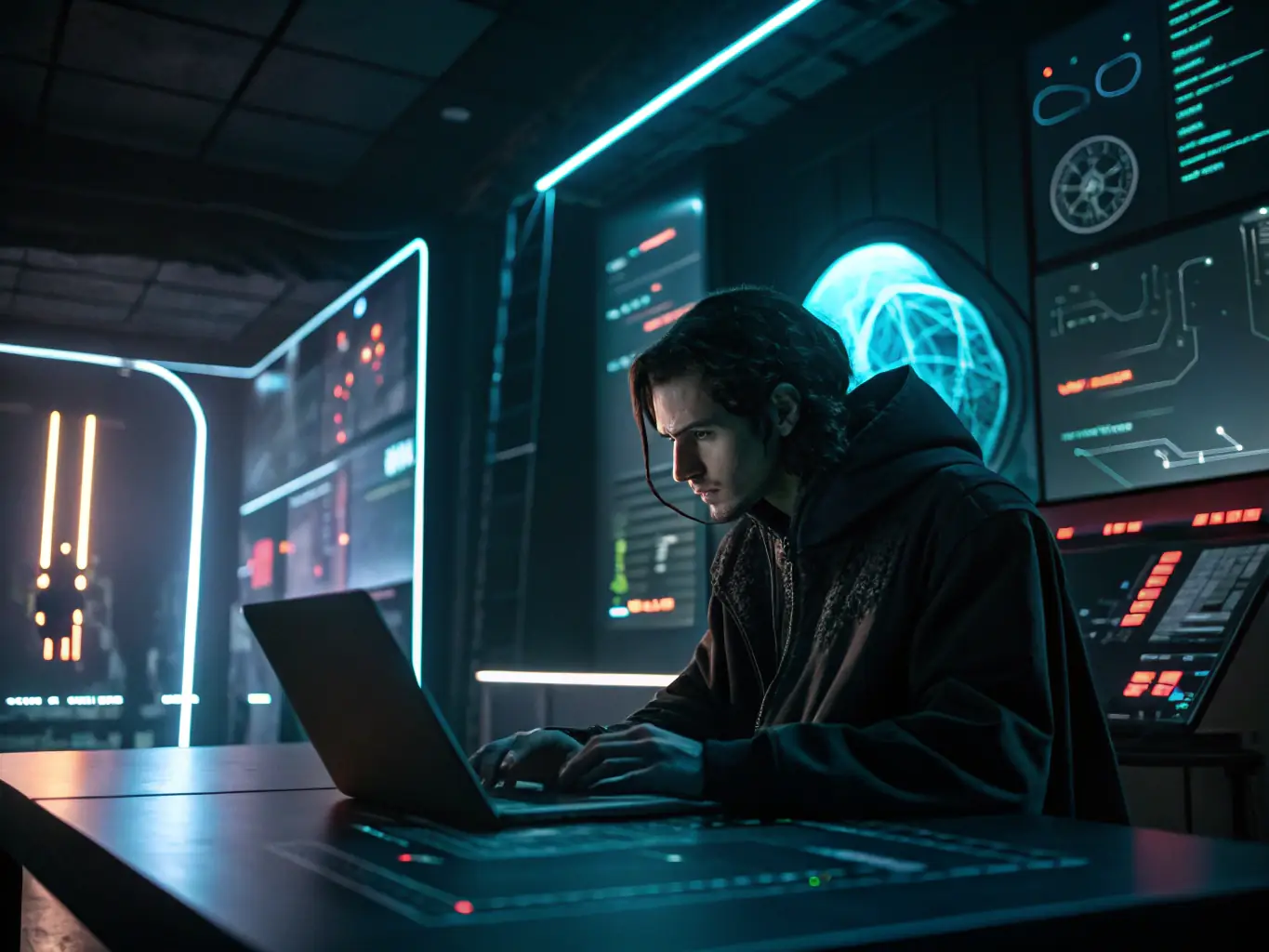 An innovative image illustrating a custom GPT model being developed, with code snippets and industry-specific applications shown.