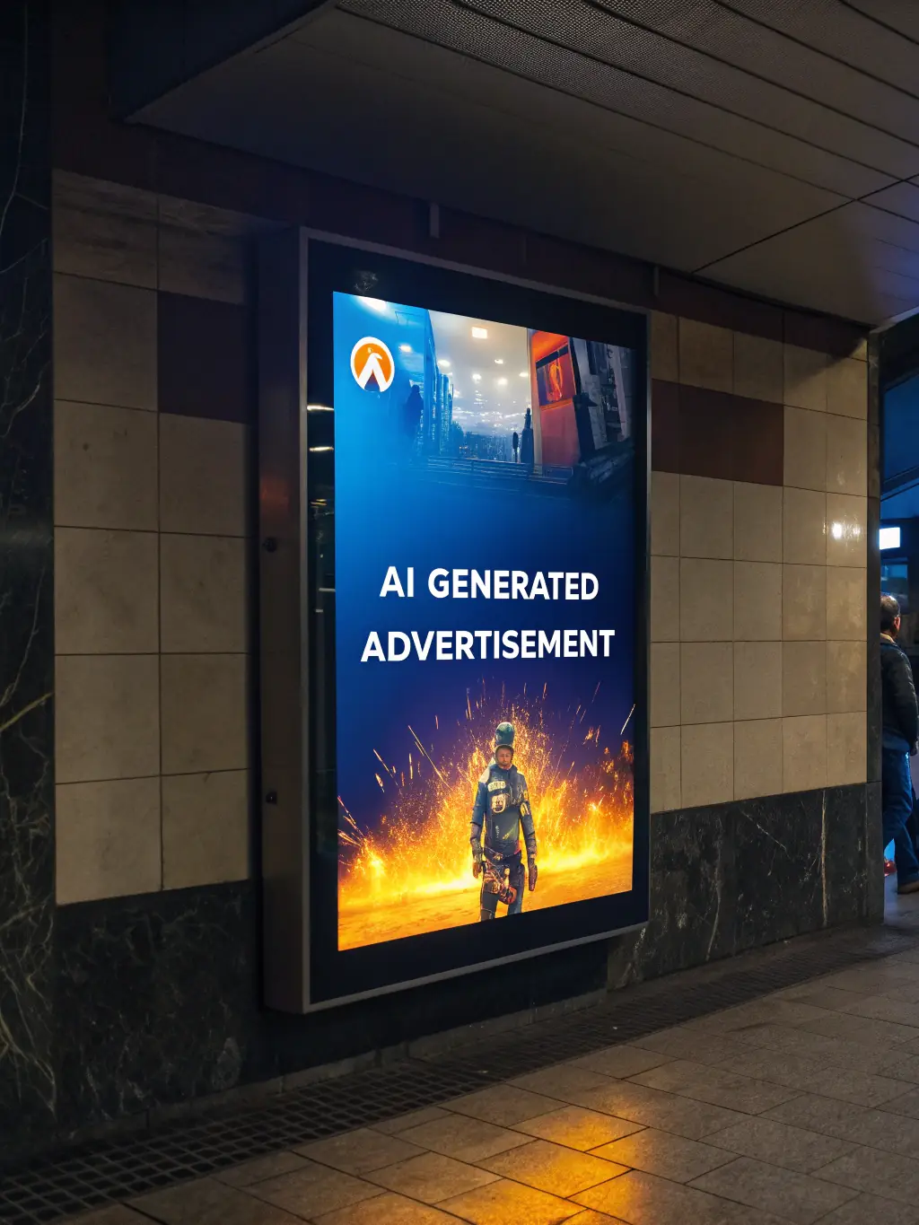 A floating 3D campaign banner with bold, glowing typography and cinematic parallax effects, representing a futuristic brand campaign launch.