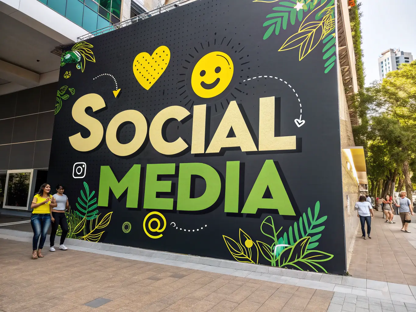 A visually striking, animated 3D social media post mockup with glowing neon accents, floating interface elements, and bold typography, set against a dark, cinematic background for a creative agency's service showcase.